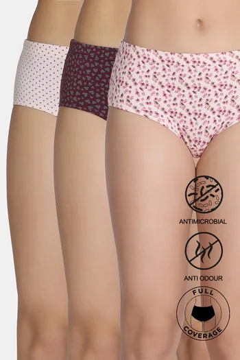 Buy Zivame Medium Rise Full Coverage Hipster Panty (Pack of 3) -  Multicolor